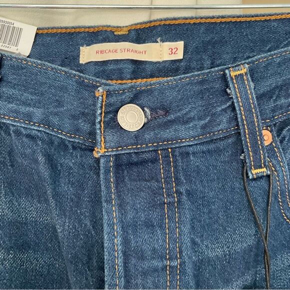 NWT Levis Ribcage Straight Ankle Button Fly Medium Wash Jeans Size 32W 27L - Picture 6 of 13